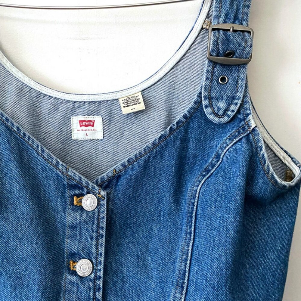 NWOT Levi's Women's Charlie Denim Crop Top, Indigo Stonewash, Large - Picture 5 of 7